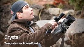  Presentation with video production - Audience pleasing PPT layouts consisting of digital video production - american tv reporter backdrop and a tawny brown colored foreground