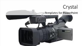  Presentation with scroll paper isolated on white - PPT theme consisting of digital video production - camcorder isolated on white background and a white colored foreground