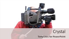  Presentation with security camera access 360 - PPT theme with digital video production - tv camera man background and a lemonade colored foreground