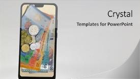  Presentation with currency financial concept macro - Audience pleasing PPT theme consisting of digital wallet concept malaysia currency backdrop and a light gray colored foreground