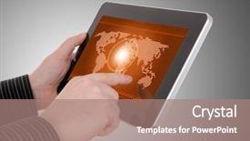  Presentation with world map - Slide deck having digital world concept graphic including background and a coral colored foreground