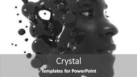  Presentation with female - Colorful presentation design enhanced with digitally-altered-female-portrait-combined backdrop and a dark gray colored foreground