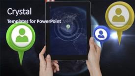  Presentation with hands holding - Theme featuring hands holding digital tablet background and a wine colored foreground