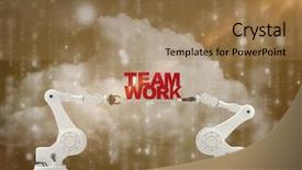  Presentation with team work - Slide deck enhanced with digitally composite image of robotic background and a  colored foreground