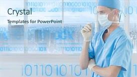  Presentation with wearing a surgical face mask - Amazing PPT layouts having digitally generated background with number backdrop and a  colored foreground