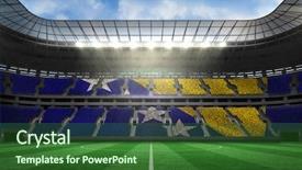  Presentation with football stadium - Amazing presentation design having digitally generated bosnian flag in large football stadium with white fans backdrop and a forest green colored foreground