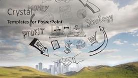  Presentation with business plan - PPT theme having digitally-generated-business-plan background and a  colored foreground