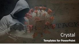  Presentation with cyber security - Presentation design with digitally-generated-coronavirus-cell-over background and a tawny brown colored foreground