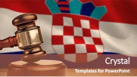  Presentation with gavel - Theme having digitally generated croatian national flag background and a coral colored foreground