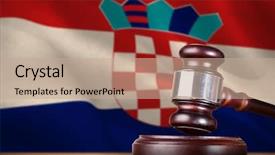  Presentation with gavel - Beautiful slides featuring digitally generated croatian national flag backdrop and a coral colored foreground