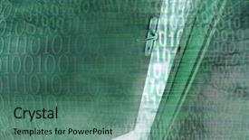  Presentation with code - Presentation theme enhanced with digitally generated image of door opening and binary code coming background and a ocean colored foreground