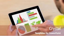  Presentation with digital image - Cool new PPT theme with digitally generated image of graphs backdrop and a  colored foreground