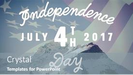  Presentation with 4th july - PPT theme with digitally generated image of happy 4th of july message against scenic view of snow covered mountains background and a gray colored foreground