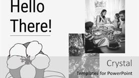  Presentation with family photo - Amazing slide deck having digitally-generated-image-of-hello backdrop and a light gray colored foreground