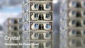  Presentation with towers - Theme consisting of digitally generated image of a towers built by dollar bill background and a gray colored foreground