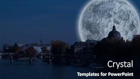  Presentation with city moon - Presentation theme consisting of digitally-generated-large-moon-over background and a  colored foreground