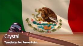  Presentation with judge gavel or law hammer - Theme consisting of digitally generated mexican national flag background and a red colored foreground