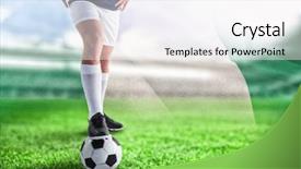  Presentation with football play diagram - PPT layouts with championship jerseys - handsome football player against digitally background and a white colored foreground