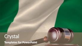  Presentation with gavel - PPT theme consisting of hammer and gavel against 3d background and a coral colored foreground