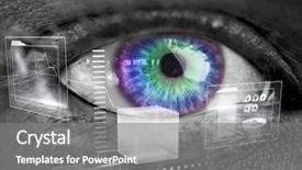  Presentation with digital - Slide set having digitally generated of colorful eyes background and a gray colored foreground
