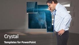  Presentation with thinking - PPT theme with digitally generated room with border background and a dark gray colored foreground