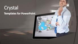  Presentation with thinking minds - Colorful presentation design enhanced with digitally generated room with border backdrop and a  colored foreground