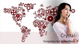  Presentation with woman world - Cool new theme with digitally generated world map backdrop and a  colored foreground