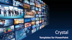  Presentation with collage - Beautiful slide set featuring digitized collection - collage of various business concepts backdrop and a ocean colored foreground