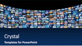  Presentation with collage - Colorful presentation theme enhanced with digitized collection - collage of various business concepts backdrop and a navy blue colored foreground