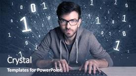  Presentation with solving - Cool new theme with digits 0 1 - funny hacker working hard backdrop and a  colored foreground