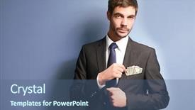  Presentation with dignity - Amazing PPT theme having dignity - attractive man getting dollar banknotes backdrop and a ocean colored foreground