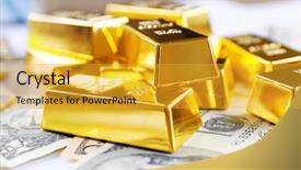  Presentation with gold bars - Slide deck featuring dignity - gold bars on dollar banknotes background and a gold colored foreground