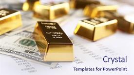  Presentation with gold bars - Amazing presentation theme having dignity - gold bars with dollar banknotes backdrop and a sky blue colored foreground
