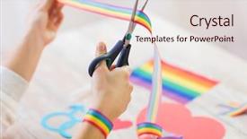  Presentation with cutting ribbon - Beautiful slides featuring human dignity - homosexual and lgbt concept backdrop and a  colored foreground