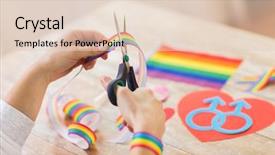  Presentation with cutting ribbon - Presentation design consisting of human dignity - homosexual and lgbt concept background and a  colored foreground