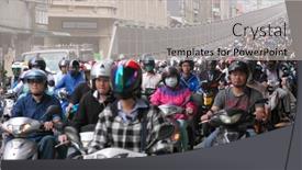  Presentation with motorbike - Slide set with dihua-street-taipei-city-27 background and a light gray colored foreground