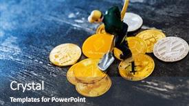  Presentation with mining - Beautiful theme featuring diigital wallets - miners are mining virtual digital backdrop and a ocean colored foreground