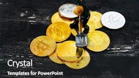 Presentation with mining - PPT layouts with diigital wallets - miners are mining virtual digital background and a dark gray colored foreground