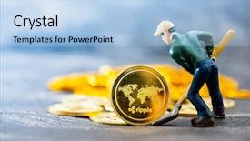  Presentation with mining - Colorful slide deck enhanced with diigital wallets - miners are mining virtual digital backdrop and a light blue colored foreground