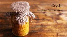  Presentation with mustard greens - Amazing PPT layouts having dijon mustard in glass jar backdrop and a coral colored foreground