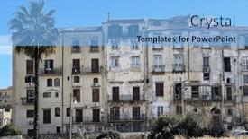  Presentation with urban - PPT theme with dilapidated-house-in-front background and a light blue colored foreground