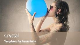  Presentation with blue - Slide deck featuring transgression - beautiful tattooed woman blowing background and a coral colored foreground