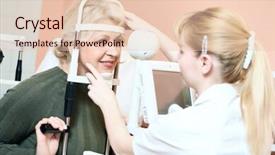  Presentation with optometrist - Cool new presentation theme with dilatation - female ophthalmologist or optometrist backdrop and a lemonade colored foreground