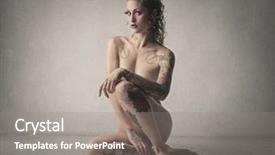  Presentation with footprints in the sand picture - Slide set featuring transgression - naked tattooed woman posing background and a  colored foreground