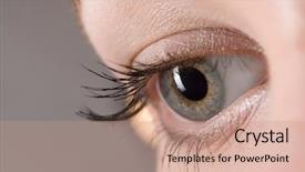  Presentation with anatomy of the eye - Cool new presentation theme with dilatation - picture of beautiful woman open backdrop and a coral colored foreground