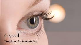  Presentation with eye movement - Presentation with dilatation - picture of beautiful woman open background and a coral colored foreground