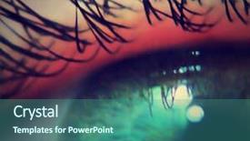  Presentation with eye - Beautiful PPT theme featuring dilatation - super close up macro backdrop and a ocean colored foreground