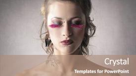  Presentation with eyelashes - Slide deck featuring transgression - tattooed woman with colorful eyelashes background and a  colored foreground