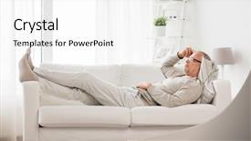  Presentation with old age - Cool new presentation theme with lying on sofa and thinking backdrop and a white colored foreground