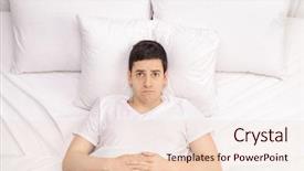  Presentation with deep - PPT layouts consisting of deep thinking - pensive young man lying background and a lemonade colored foreground